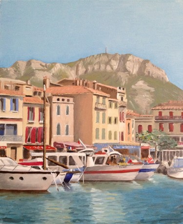 Painting titled "Port de Cassis." by Jacques Lajoinie, Original Artwork, Oil