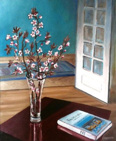 Peinture intitulée "Branches de prunus" par Jacques Lajoinie, Œuvre d'art originale, Huile