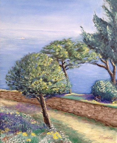 Peinture intitulée "Chemin bord de mer" par Jacques Lajoinie, Œuvre d'art originale, Huile