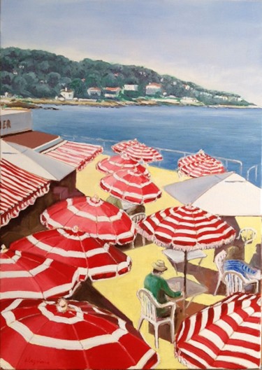 Malarstwo zatytułowany „Terrasse aux paraso…” autorstwa Jacques Lajoinie, Oryginalna praca, Olej