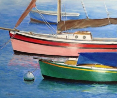 Peinture intitulée "Les deux voiliers" par Jacques Lajoinie, Œuvre d'art originale, Huile