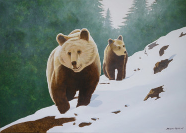 Painting titled "Ours" by Jacques Place, Original Artwork, Acrylic