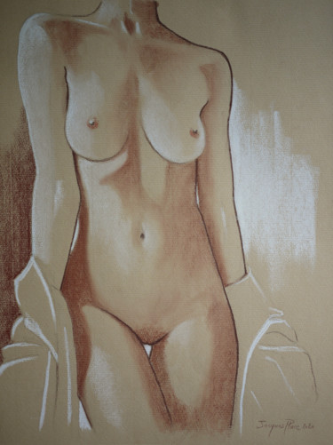 Drawing titled "La vérité nue" by Jacques Place, Original Artwork, Conté