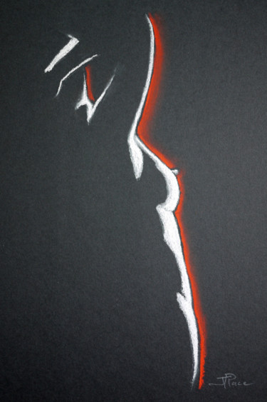 Disegno intitolato "La ligne rouge" da Jacques Place, Opera d'arte originale, Pastello