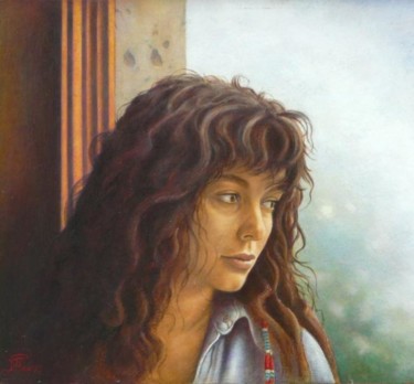 Painting titled "portrait" by Jacques Place, Original Artwork, Oil