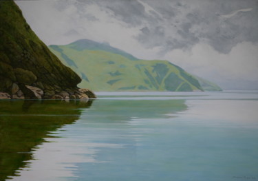 Peinture intitulée "Le lac bleu" par Jacques Place, Œuvre d'art originale, Acrylique