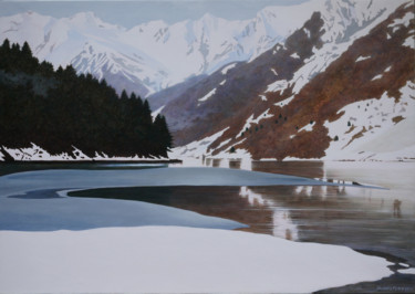 Painting titled "Lac gelé" by Jacques Place, Original Artwork, Acrylic