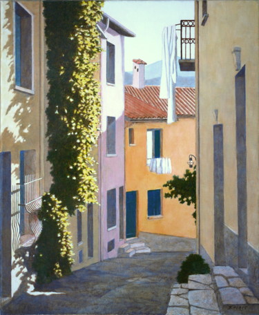 Schilderij getiteld "Rue de Collioure" door Jacques Place, Origineel Kunstwerk, Acryl