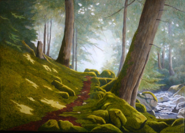 Peinture intitulée "Sentier au bord du…" par Jacques Place, Œuvre d'art originale, Acrylique