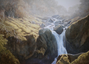 Painting titled "Cascade" by Jacques Place, Original Artwork, Acrylic