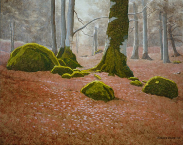 Painting titled "Les feuilles mortes" by Jacques Place, Original Artwork, Acrylic
