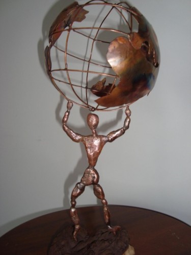 Sculpture titled "L'équilibre du mond…" by Jacques Tronquet, Original Artwork, Metals