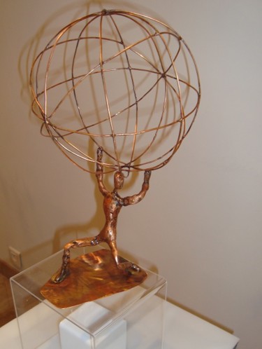 Sculpture intitulée "le poids du monde" par Jacques Tronquet, Œuvre d'art originale, Métaux