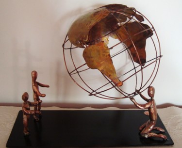 Sculpture intitulée "Le monde en héritage" par Jacques Tronquet, Œuvre d'art originale, Métaux