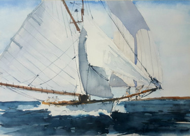 Painting titled "Velero" by Jacques Villares, Original Artwork, Watercolor