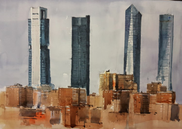 Painting titled "Madrid 4" by Jacques Villares, Original Artwork, Watercolor