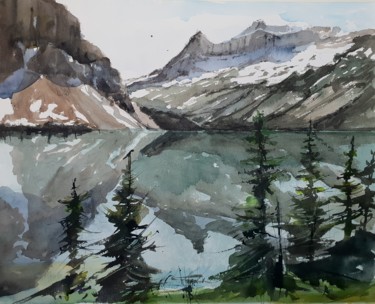 Pintura titulada "Lake Louise, Canada" por Jacques Villares, Obra de arte original, Acuarela