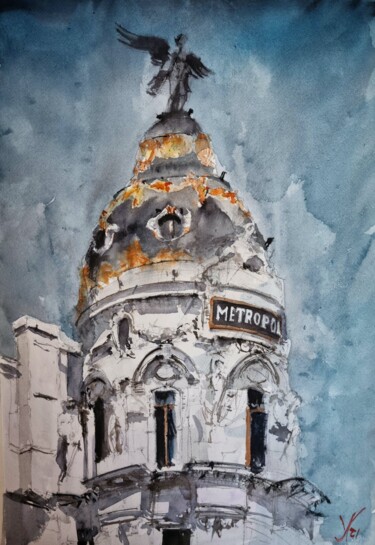 Malerei mit dem Titel "Madrid, siempre Mad…" von Jacques Villares, Original-Kunstwerk, Aquarell