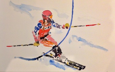 Pintura titulada "Slalom" por Jacques Villares, Obra de arte original, Oleo
