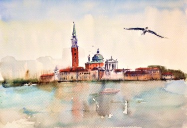 Peinture intitulée "Venecia antes de do…" par Jacques Villares, Œuvre d'art originale, Aquarelle