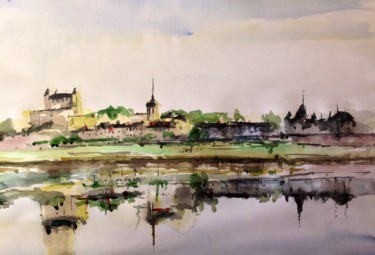 Painting titled "Loire" by Jacques Villares, Original Artwork, Watercolor