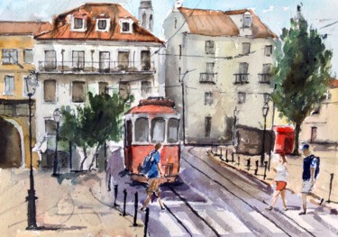 Pintura titulada "Lisboa II" por Jacques Villares, Obra de arte original, Acuarela