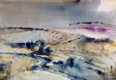 Malerei mit dem Titel "Paisaje" von Jacques Villares, Original-Kunstwerk, Aquarell