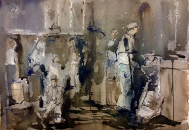 Painting titled "dickens-1" by Jacques Villares, Original Artwork, Watercolor