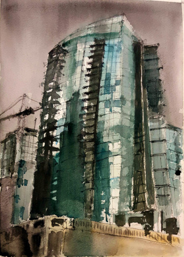 Painting titled "Vancouver-1" by Jacques Villares, Original Artwork, Watercolor