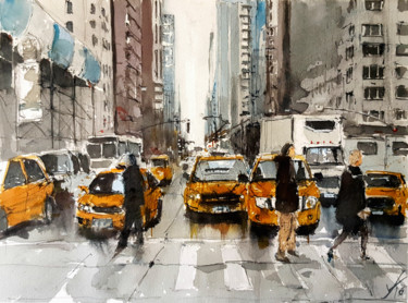 Pintura titulada "New York 2" por Jacques Villares, Obra de arte original, Acuarela
