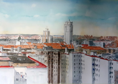 Pintura titulada "De Madrid al Cielo…" por Jacques Villares, Obra de arte original, Acuarela