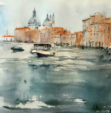 Painting titled "Gran Canal I" by Jacques Villares, Original Artwork, Watercolor
