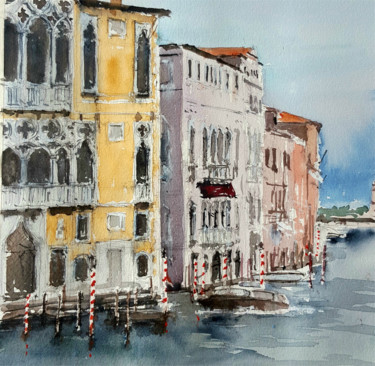 Painting titled "Gran Canal II" by Jacques Villares, Original Artwork, Watercolor