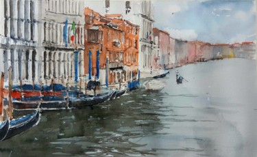 Peinture intitulée "Gran Canal IV" par Jacques Villares, Œuvre d'art originale, Aquarelle