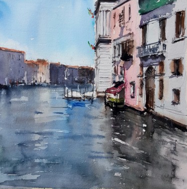 Painting titled "Palacio Rosa" by Jacques Villares, Original Artwork, Watercolor