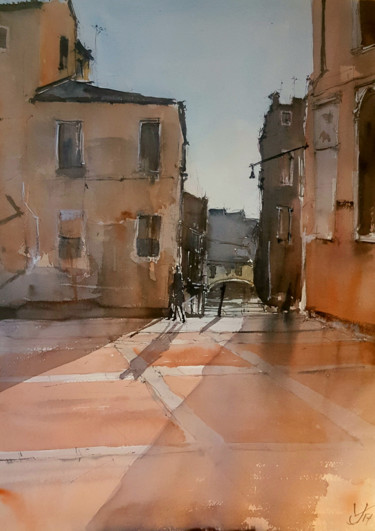 Painting titled "Venecia I" by Jacques Villares, Original Artwork, Watercolor