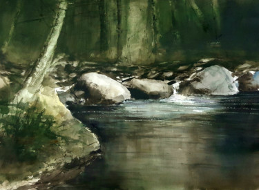 Pintura titulada "Bosque profundo" por Jacques Villares, Obra de arte original, Acuarela