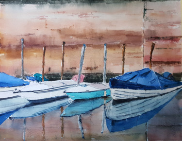 Painting titled "Reflejos" by Jacques Villares, Original Artwork, Watercolor