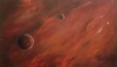 Painting titled "Ruby Sky" by Jacqui Siqueira, Original Artwork, Oil