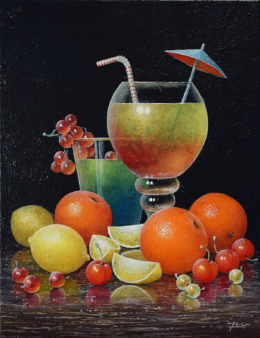 Malarstwo zatytułowany „Cocktail de fruits” autorstwa Jacquiot, Oryginalna praca, Akryl
