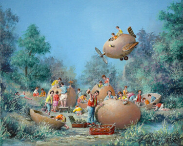 Schilderij getiteld "La conquette de l'o…" door Jacquiot, Origineel Kunstwerk, Acryl