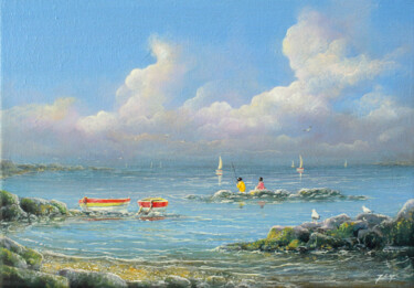 Schilderij getiteld "Golfe du Morbihan" door Jacquiot, Origineel Kunstwerk, Acryl