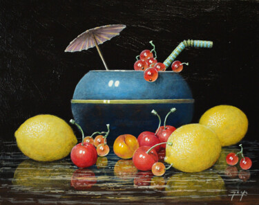 Schilderij getiteld "Soupe de fruits" door Jacquiot, Origineel Kunstwerk, Acryl