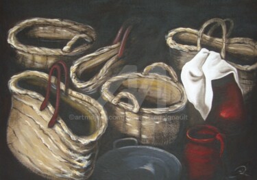 Schilderij getiteld "PANIERS" door Jacquotte Gaignault, Origineel Kunstwerk, Acryl