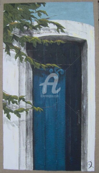 Painting titled "La Porte Bleue" by Jacquotte Gaignault, Original Artwork