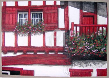 Painting titled "Rouge Basque" by Jacquotte Gaignault, Original Artwork