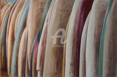Painting titled "DONOVON'S SURFBOARDS" by Jacquotte Gaignault, Original Artwork