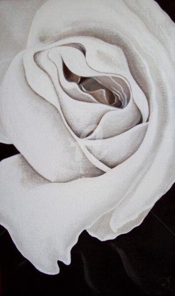 Peinture intitulée "WHITE ROSE" par Jacquotte Gaignault, Œuvre d'art originale