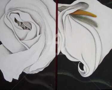 Painting titled "Diptyque  ROSE & MA…" by Jacquotte Gaignault, Original Artwork