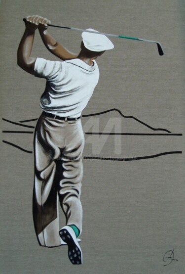 BEN HOGAN 1950 / 2 / GREEN _ 07/2013 Peinture intitulée "BEN HOGAN 1950 / 2…" par Jacquotte Gaignault, Œuvre d'art originale